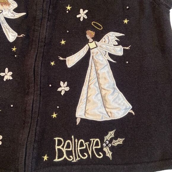 Vintage Blair Christmas Sweater Vest Angels Hope Believe Women Size Large - Picture 5 of 11